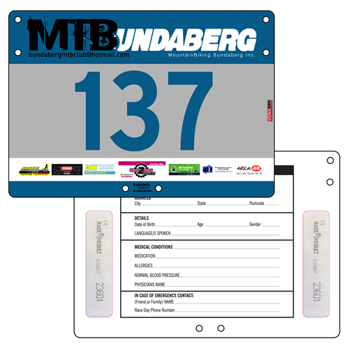 Picture of Full Colour Front, Black and White Reverse Economical Race Numbers