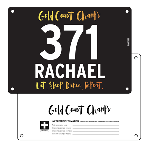 Show details for Full Colour Front, Black and White Reverse Race Bibs