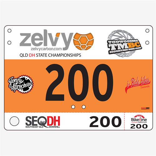 Show details for Full Colour One Sided Economical Race Numbers with Tear off Tags