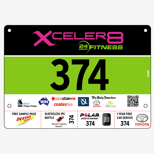 Picture of Full Colour Front, Black and White Reverse Race Bibs with Tear off Tags