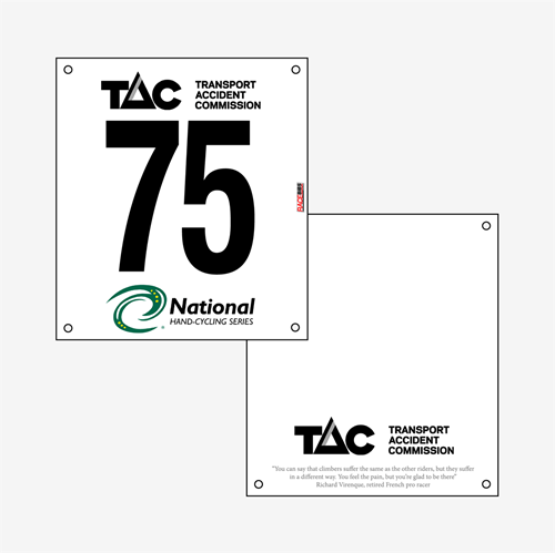 Picture of Full Colour Front, Black and White Reverse UCI Race Bibs