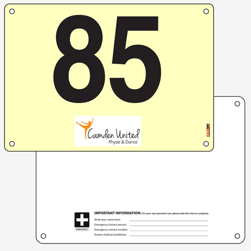 Picture of Full Colour Front, Black and White Reverse Race Bibs