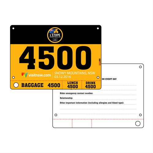 Show details for Full Colour Front, Black and White Reverse Race Bibs with Tear off Tags