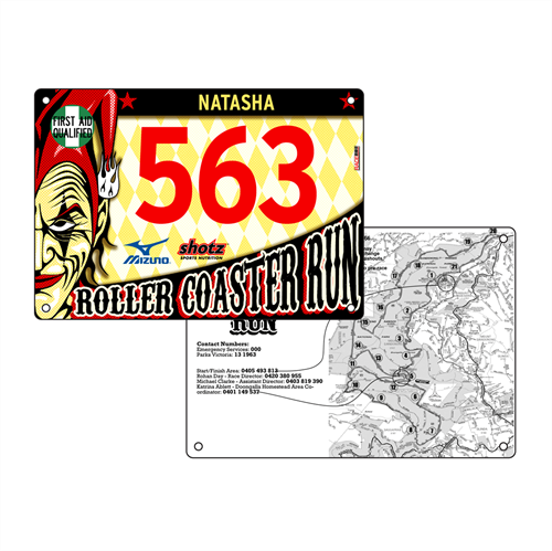 Show details for Full Colour Front, Black and White Reverse Race Bibs