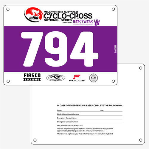 Picture of Full Colour Front, Black and White Reverse Race Bibs