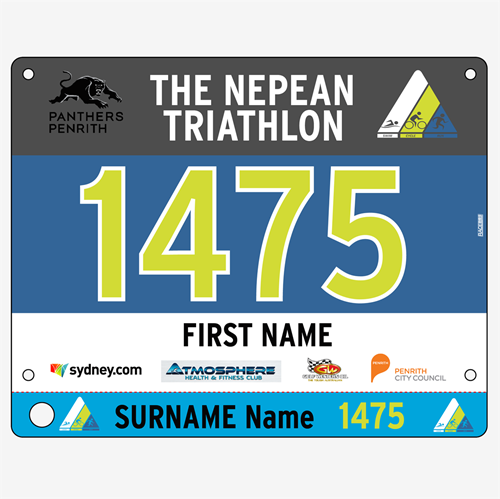 Show details for Full Colour Front, Black and White Reverse Race Bibs with Tear off Tags