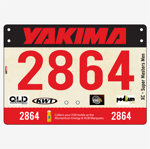 Show details for Full Colour Front, Black and White Reverse Economical Race Numbers with Tear off Tags