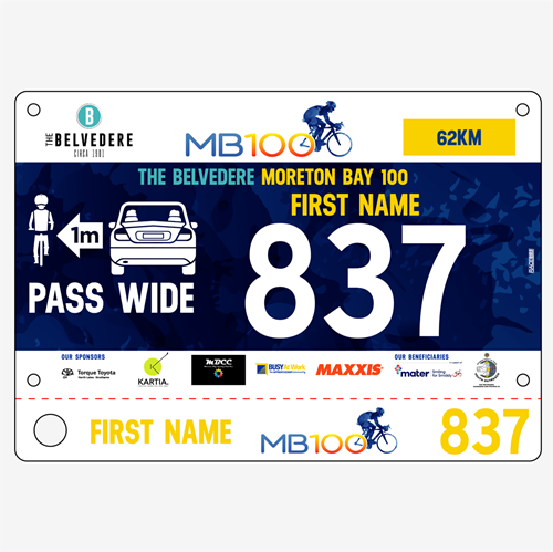 Show details for Full Colour Front, Black and White Reverse Race Bibs with Tear off Tags
