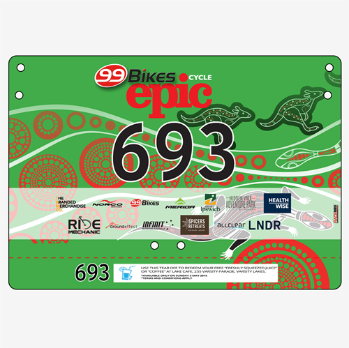 Show details for Full Colour Front, Black and White Reverse Economical Race Numbers with Tear off Tags