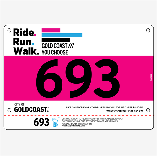 Show details for Full Colour Front, Black and White Reverse Race Bibs with Tear off Tags