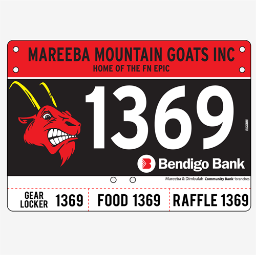 Show details for Full Colour Two Sided Economical Race Numbers with Tear off Tags