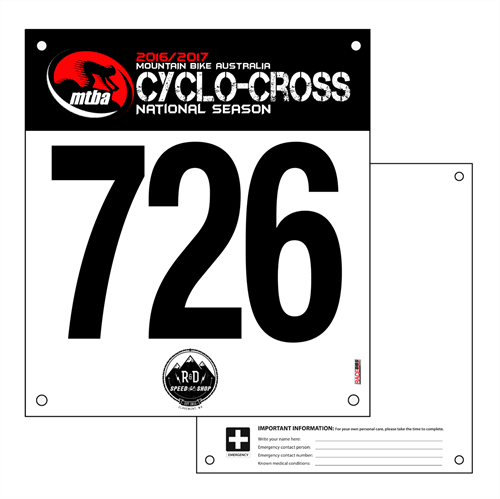 Show details for Full Colour Front, Black and White Reverse UCI Race Bibs